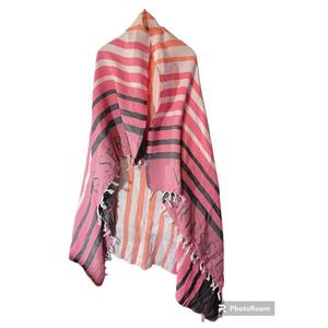 Victoria's Secret Pink Striped Throw Blanket 50”x60” Beach Pool Cover Up Wrap